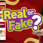 PakGames real or fake promotional image questioning 'Real or Fake?' with a vibrant design featuring a smiling woman in a red dress, a mobile interface showing bonuses like the Aviator High Betting Award and Winning Streak Bonus, and the PakGames logo in the corner.