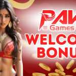 A promotional image for PakGames featuring a woman in traditional attire with the words "PAKGAMES WELCOME BONUS" prominently displayed alongside the PakGames logo and golden coins.